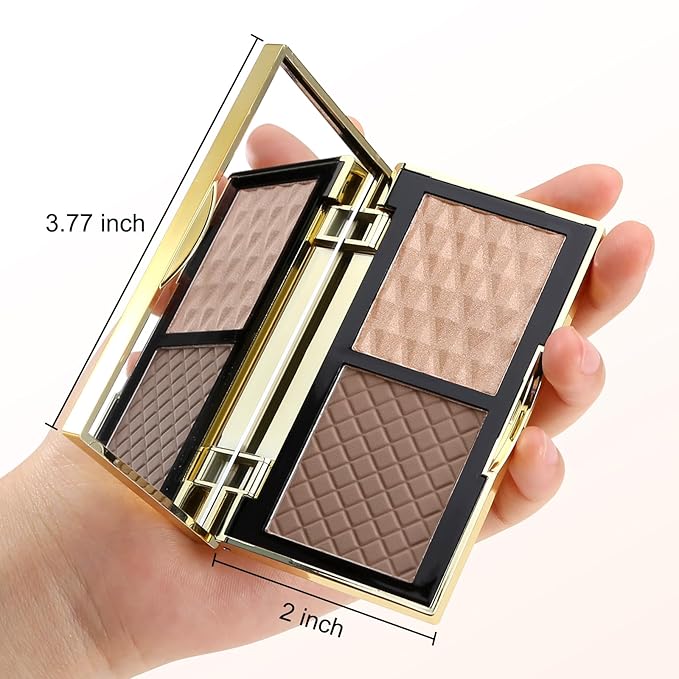 Boobeen 2 in 1 Contour Makeup Palette Highlighter Face Bronzer and Shimmer Contour Palette Makeup Kit, Sculpting Contouring Powder Palette Blendable