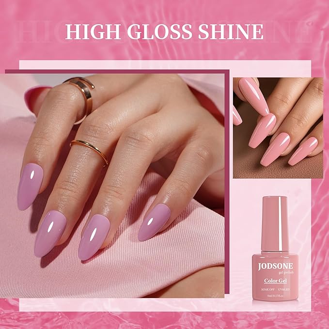 JODSONE 32 Colors Gel Nail Polish Set Same Color Same Bottle No Wipe Base Top Matte Glitter Coat Professional Choice
