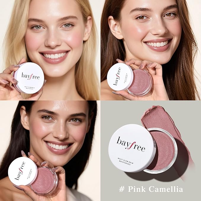 Multi Glow Balm, Cream Blush for Cheeks, Blush Balm Face Makeup, Radiant Finish, Hydrating, Creamy, Lightweight & Blendable Color, Vegan Face Balm, 0.63 Oz (Pink Camellia)