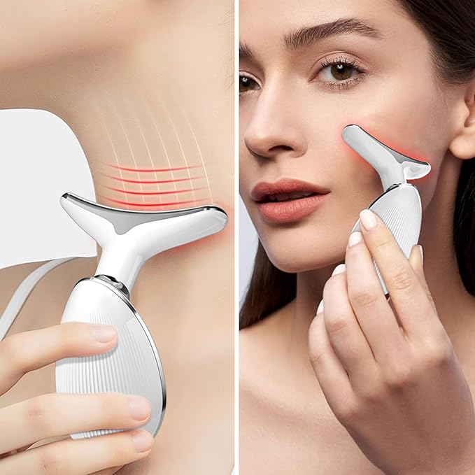 Facial Massager, Red-Light-Therapy-for-Face and Neck, Red Light Therapy Wand, 7 Color Led Face Neck Sculpting Tool for Skin Care