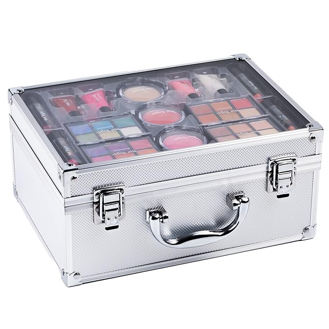 Hot Sugar Makeup Set for Teen Girls Ages 10-12, All in One Beginner Makeup Kit for Women, Cosmetics Gift Set for Birthday Christmas (Clear02)