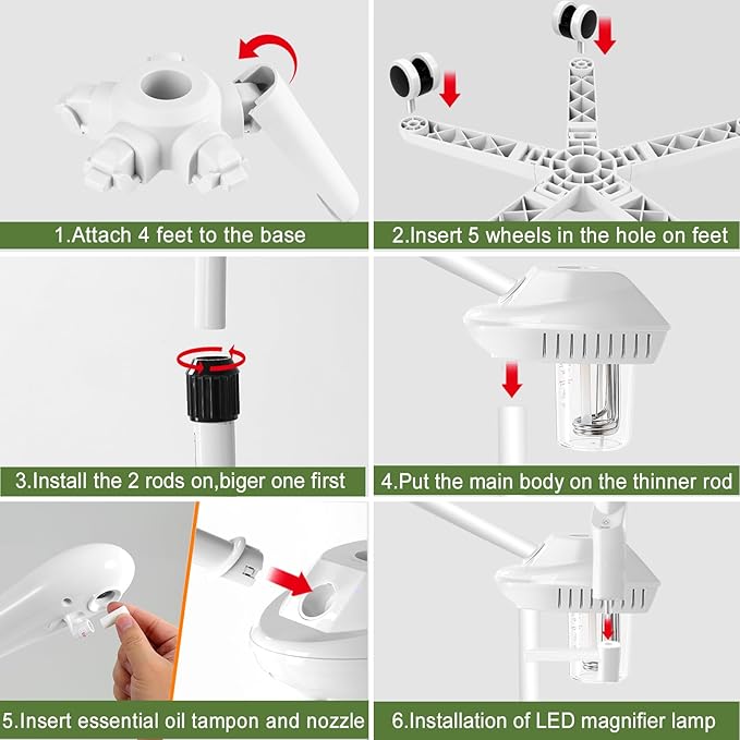 Professional Facial Steamer for Deep Hydration,2in1 Ozone Face Steamer with 5X Magnifying Lamp,Suitable for Home Use or Beauty Spa Deep Cleansing and Hydration