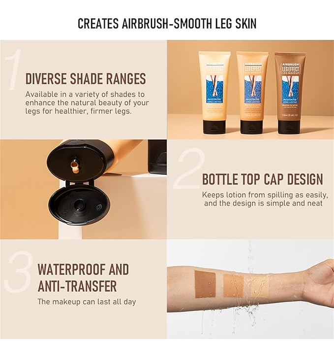 Leg Makeup Waterproof No Transfer, Leg Vein Cover up Makeup for Varicose Veins Waterproof Black Skin, Leg and Body Scar Cover up Makeup for Tattoo Cover Up, Long Lasting Body Foundation (1#, 4oz)