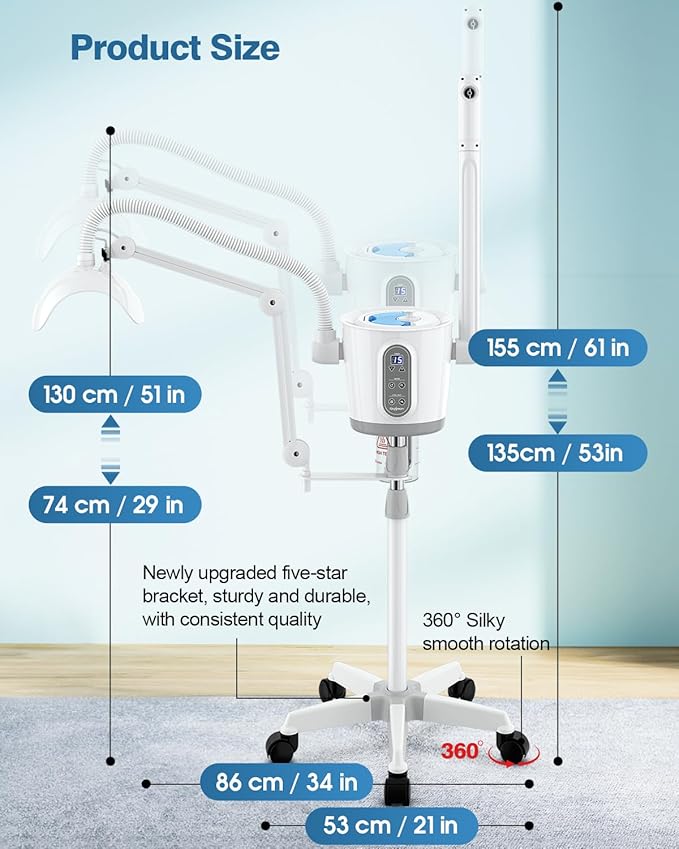 Kingsteam Professional Hot and Cold Facial Steamer,Nano Water Mist, Large Capacity Steam, 30 Min Timer, Deep Cleansing, Designed for Beauty Salon, Skin Clinic, Professional Salon, Home