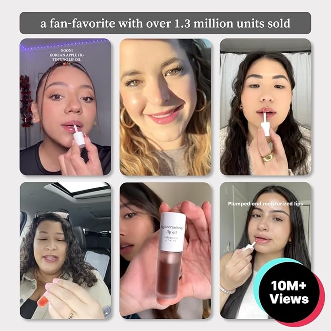 NOONI Korean Lip Oil Set - Appleberry & Appleplum | Long-Lasting, Moisturizing, Plumping, Revitalizing for Dry Lips, Waterproof, No Peel Off 0.12 FL Oz x 2ea