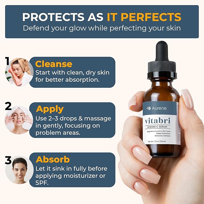Vitabri Vitamin C Serum for Face โ Brightening & Anti-Aging Formula with Vitamin C, Ferulic Acid & Botanicals โ Hydrating Serum for Dark Spots, Tone & Fine Lines โ 1 Fl Oz