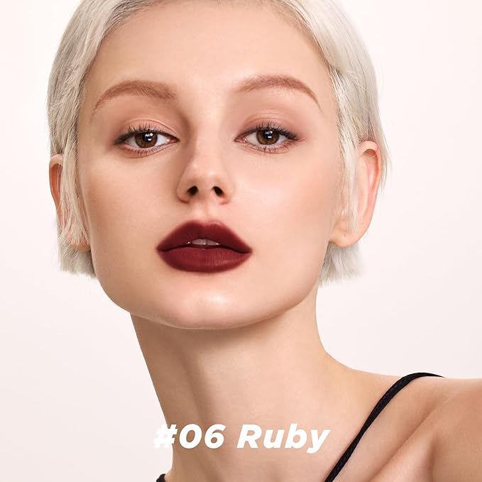 ITY Velvet Matte Finish Lip Stain-Mousse Textured Lip Clay, Red Shade, Conceals Lip Lines, Rich Pigment Lip Tint Lipsticks, 0.14 oz (4g) in Earthy, Ruby.