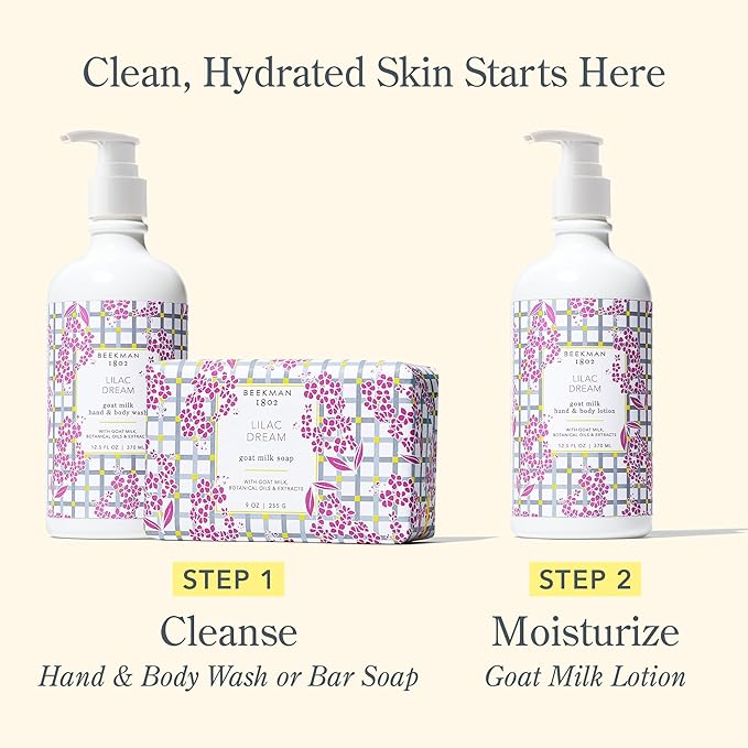Beekman 1802 Goat Milk Body Lotion, Lilac Dream - Scented - 12.5 oz - Hydrating & Deeply Moisturizing - With Shea Butter & Jojoba Seed Oil - Good for Sensitive Skin - Cruelty Free