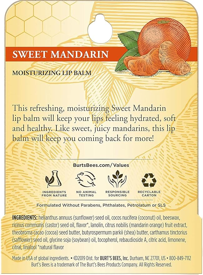 8 Pack Burt's Bees Sweet Mandarin Lip Balm
