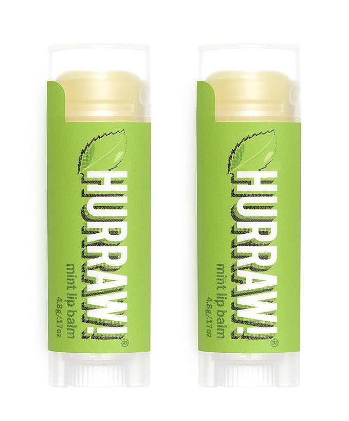 Hurraw! Mint Lip Balm, 2 Pack: Organic, Certified Vegan, Cruelty and Gluten Free. Non-GMO, 100% Natural Ingredients. Bee, Shea, Soy and Palm Free. Made in USA