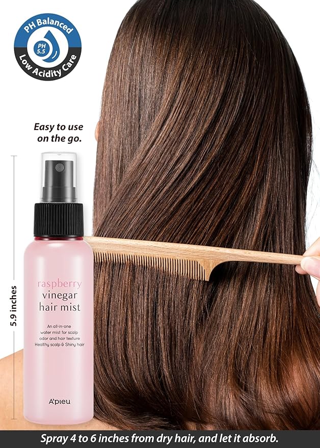 A'PIEU RASPBERRY VINEGAR HAIR MIST (3.55 fl oz) Scalp Hair Care Mist, Hair Perfume, Frizz-free, Refreshing Floral Scent All Day, Non-sticky