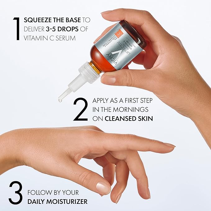 Vichy LiftActiv Vitamin C Serum For Face, Brightening Serum With Pure Vitamin C + Hyaluronic Acid + Vitamin E, Reduces Fine Lines, Smooths Skin Texture, Improves Radiance, Anti Aging