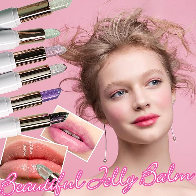 Ph Mood Magic Color Changing Lipstick, Crystal Flower Jelly Lipstick, Pearl Shimmer Lipstick Plumping Glimmer Glow Lipstick Long Lasting Nourishing Moisture Lip Care Color Change Lip Gloss(2#)