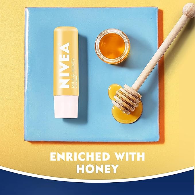 NIVEA A Kiss of Milk & Honey Natural Defense & Soothing Lip Care 0.17 oz (Pack of 7)