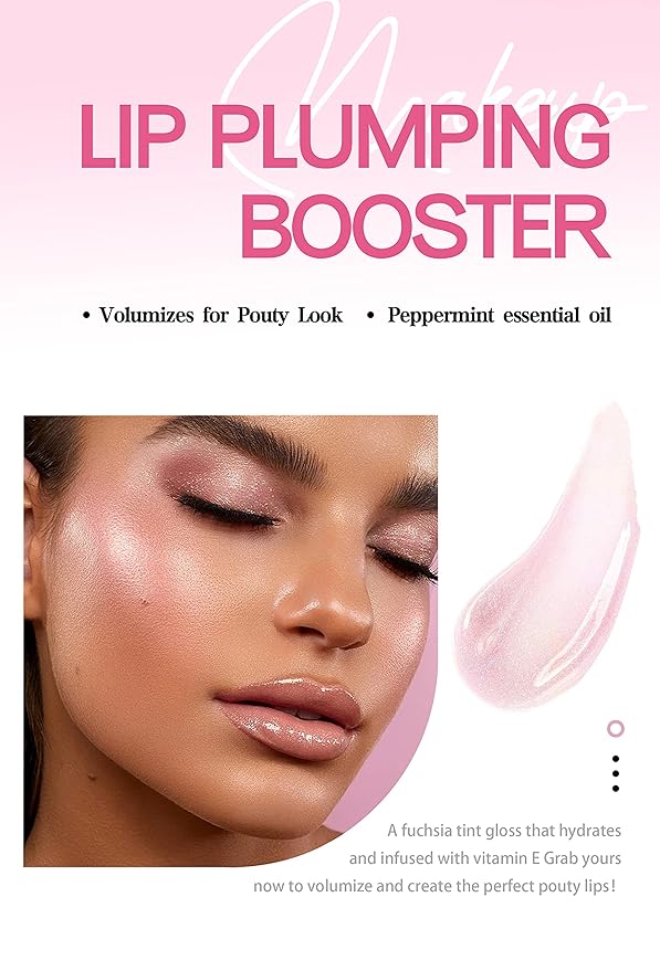 Spicy Lip Gloss Plumper Glossy Lip Lipstick, Lifter Gloss, Hydrating, Volumizes, High-Shine, Lip Plumping Lip Glaze Lip Makeup, Plump & Pout Lip Plumper for Women Girls (#04)