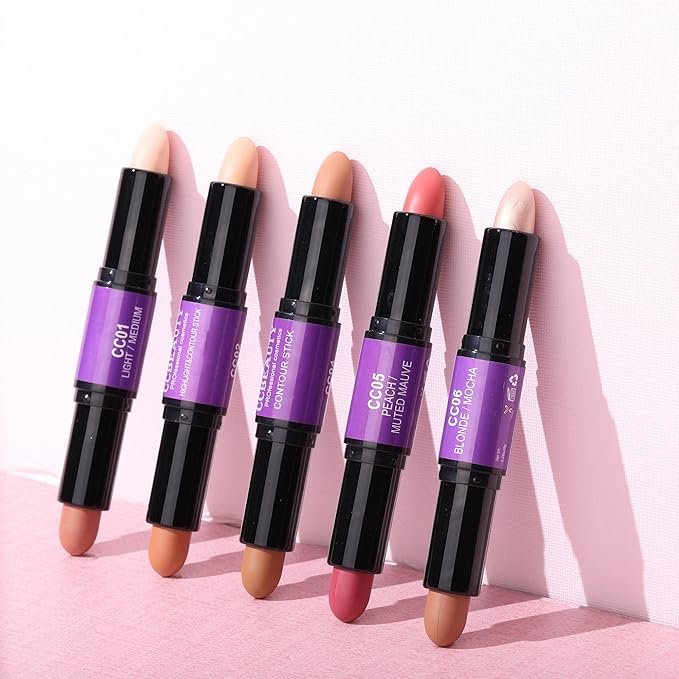 CCbeauty 2-in-1 Blush Stick for Cheeks - Cream 2 Colors Dual Blushing Makeup Stick for Cheeks, Eyes & Lips, Natural Blendable Moisturizing Long-Lasting Smooth Blushes,Peach & Muted Mauve