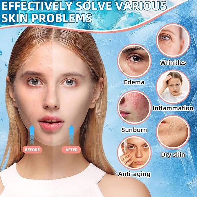 Silicone Facial Ice Cube Roller Massager, Facial Beauty Care Tool, Reusable Face Ice Mold - Brighten Skin, Reduce Puffiness for Face & Eyes (Cyan)