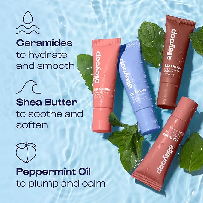 Alleyoop Glossy Lip Balm - Lip Goals, Dare to Bare (Sheer Rosy Brown) - Hydrating & Moisturizing Lip Care for Cracked Lips - Natural Plumping Lip Moisturizer That Smooths, Soothes, & Protects - Vegan