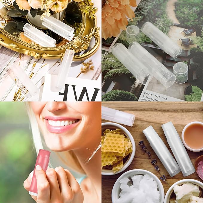 200PCS Lip Balm Tubes with Caps, Clear Lip Balm Tubes Empty Chapstick Tubes Empty Bulk for DIY Lipstick Homemade 3/16 Oz (5.5 ml)