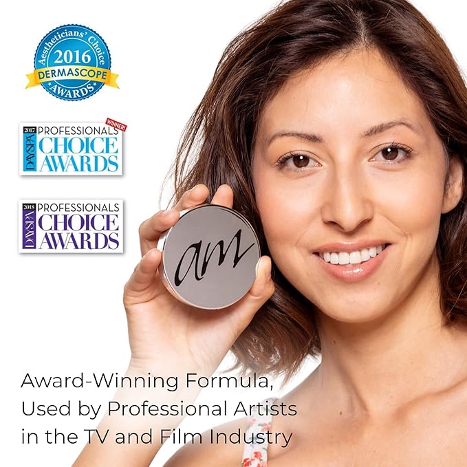 4-in-1 Pressed Foundation Powder with Natural SPF, Concealer & Finishing Powder, Medium to Full Coverage Foundation, Mineral-Based Powder (Angelina, .35 oz)