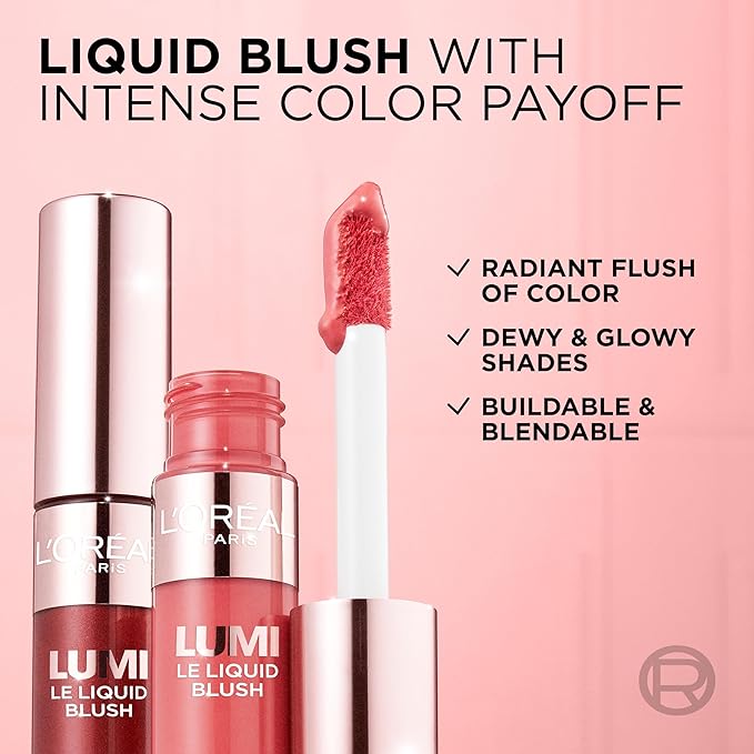 L'Oreal Paris True Match Lumi Le Liquid Blush, Intense Lightweight Blush Formula With Liquid Pigments, Glowy True Rose, 0.33 Fl Oz