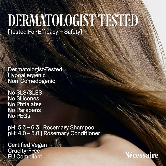 Nécessaire Rosemary Hair Duo | Multi-Protien Strengthening Shampoo + Conditioner For Thinning Hair. For Women + Men. Good For All Hair Types/Textures. Free Of Sulfates. Color-Safe. 250 ml / 8.4 oz