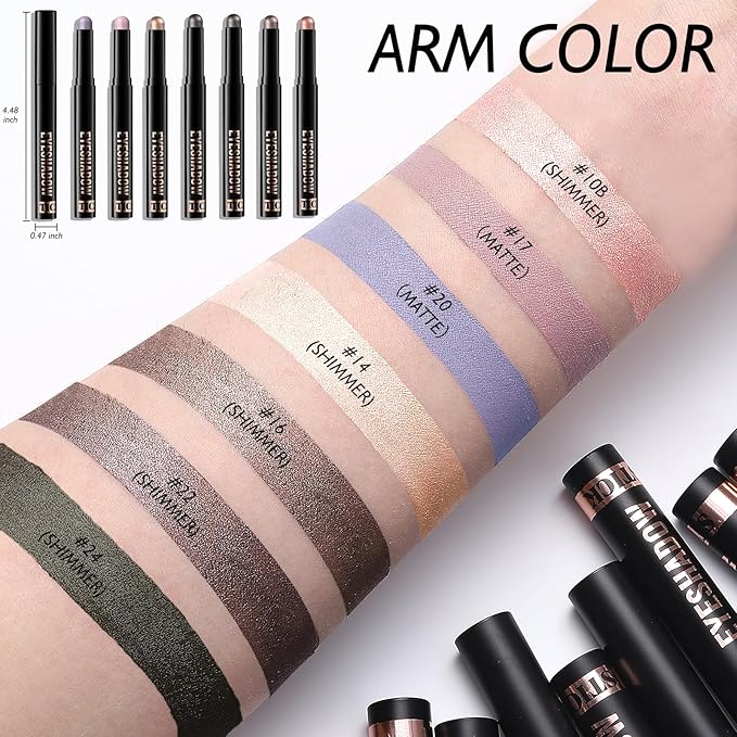 Cream Eyeshadow Stick, Matte Eye Shadow Stick Waterproof Neutral Nude Eyeliner Pencil Crayon Long-Lasting Eye Highlighter Makeup for Older Women Easy to Use High Pigmented, 20 Periwinkle