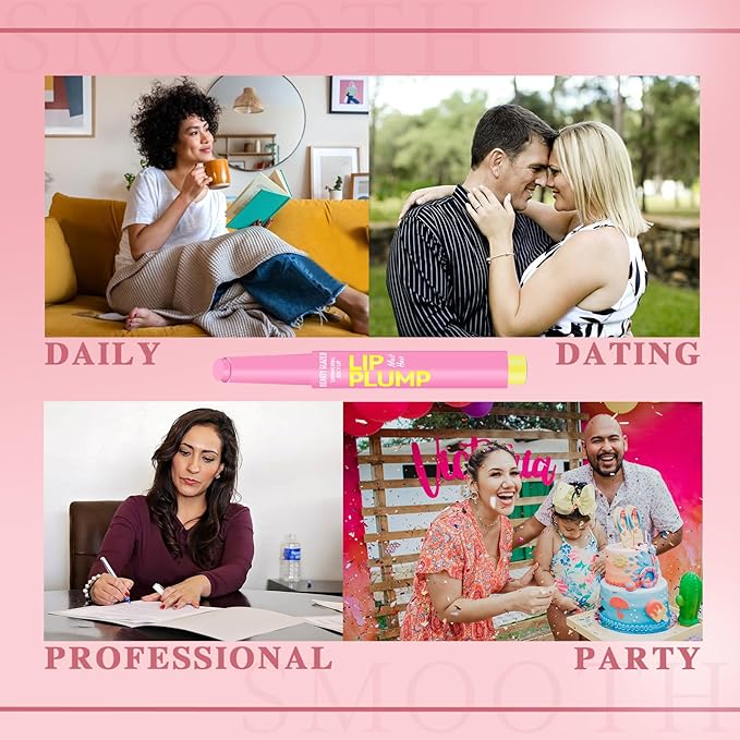 Lip Gloss Stick, Moisturizing Jelly Solid Lip Plump Oil Slick Click,Non Sticky Tinted Press Lipstick Pen, Lightweight Buildable Balm Liner Professional Makeup, High Shine Longlasting Glow-Pink