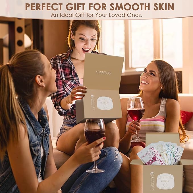 KOTAMU Waxing Kit for Women & Men, Wax Warmer for Hair Removal, Digital Wax Kit with SiliconePot,Ideal for Face Eyebrow Arm Legs Armpit &Sensitive Skin, Purple Waxing Machine With 44 Accessories