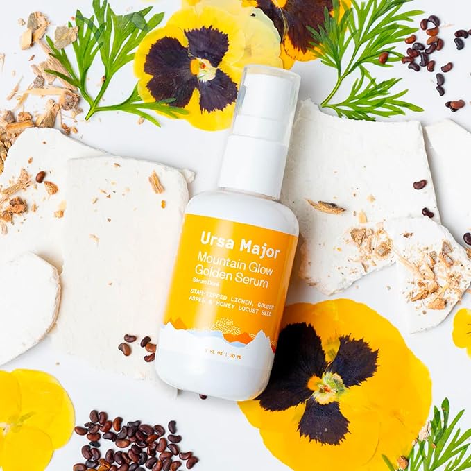 Ursa Major Mountain Glow Natural Face Serum | Vegan Daily Facial Moisturizer | Combat Wrinkles & Sagging Skin | Boost Radiance and Skin Glow | Cruelty-Free & Non-Toxic | For Men & Women | 1.0 ounce