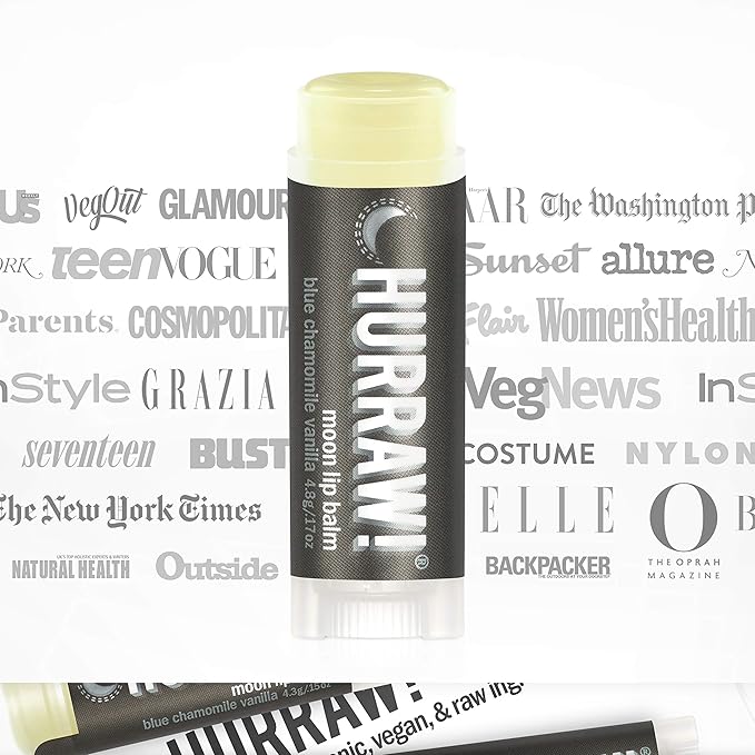 Hurraw! Moon Night Treatment (Blue Chamomile, Vanilla) Lip Balm, 5 Pack: Organic, Certified Vegan, Cruelty and Gluten Free. Non-GMO, 100% Natural Ingredients. Bee, Shea, Soy and Palm Free. Made in USA