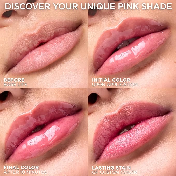 L'Oreal Paris Plump Ambition pH Hyaluron Lip Oil, Color Shifting Lip Tint with 24HR Hydration, Volumizing Shine and Lasting Color, 010 pH Cristal Ice