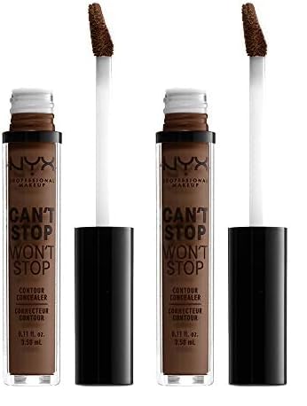 NYX PROFESSIONAL MAKEUP Can't Stop Won't Stop Contour Concealer, 24h Full Coverage Matte Finish - Deep (Pack of 2)