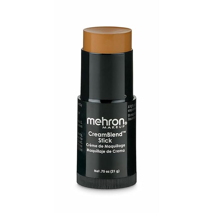 Mehron Makeup CreamBlend Stick | Face Paint, Body Paint, & Foundation Cream Makeup | Perfect for Halloween .75 oz (21 g) (Dark 0)