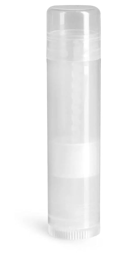 144 Natural Plastic Empty Lip Balm Tubes with Natural Friction Fit Caps by SKS Bottle & Packaging, 0.15 oz tubes - Bulk Lip Balm Containers for DIY Lip Care, Lip Balm Making, and Lip Balm Crafting