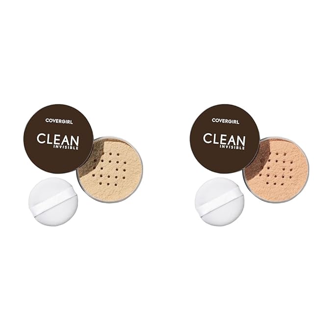 COVERGIRL Clean Invisible Loose Powder Vegan Formula Translucent Fair 20g & Translucent Medium 20g Setting Powder Bundle