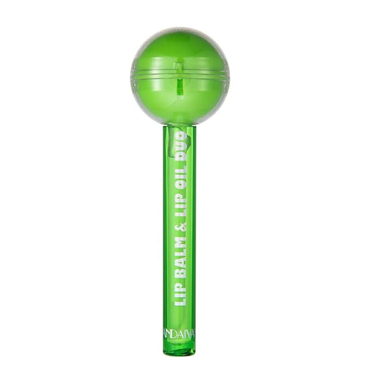 Tinted Lip Balm Lollipop Lip Gloss, Magic pH Color Changing Pink Lipstick & Vitamin E Clear Lip Oil Combo, Hydrating Plumping Lip Care Product for Girls (Green)
