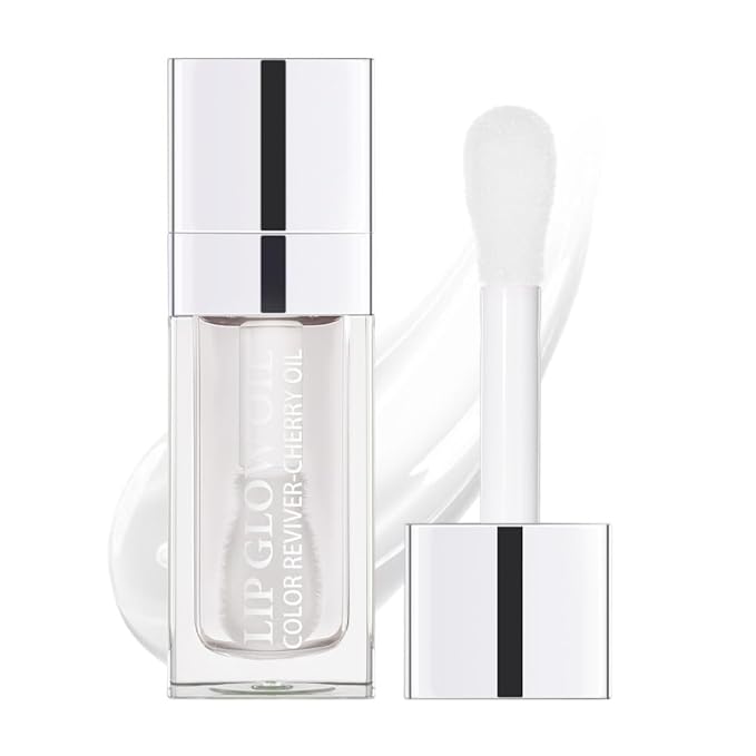 Plumping Lip Oil, Moisturizing Lip Glow Oil, Long Lasting Nourishing Lip Gloss Lip Balm, Non-sticky Transparent Toot Lip Oil Tinted for Lip Care and Dry Lip - Transparent