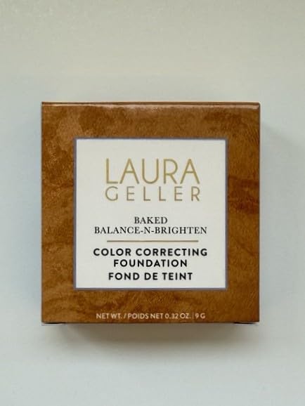 LAURA GELLER NEW YORK Award-Winning Baked Balance-n-Brighten Color Correcting Powder Foundation - Porcelain - Buildable Light to Medium Coverage - Demi-Matte Natural Finish