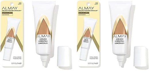 Almay Anti-Aging Concealer, Face Makeup with Hyaluronic Acid, Niacinamide, Vitamin C & E, Hypoallergenic-Fragrance Free, 030 Medium, 0.37 Fl Oz (Pack of 2)
