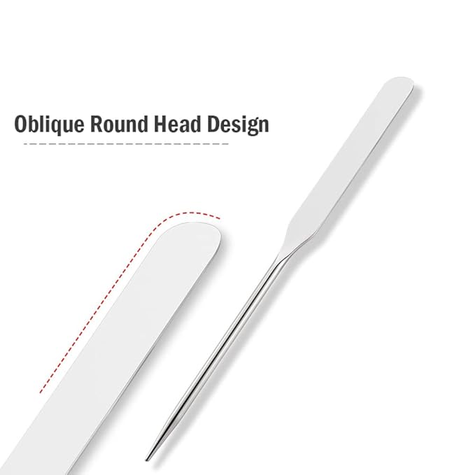 Foundation Spatula, 3-Pack Acrylic Nail Art Palette Oblique Round Head Stainless Steel Makeup Spatula for Woman Professional Facial Makeup Tools Makeup Mixing Palette