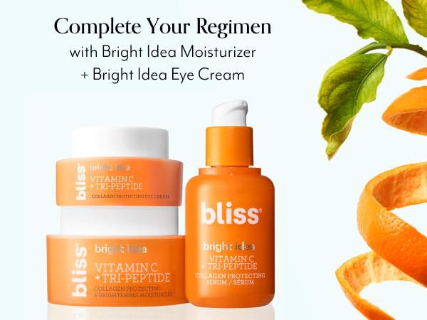 Bliss Vitamin C + Tri-Peptide Bright Idea Serum – 15% Brightening + Barrier Boost Complex for Radiant, Firm Skin – Anti-Aging Face Serum Boosts Collagen & Elasticity - 1 fl oz