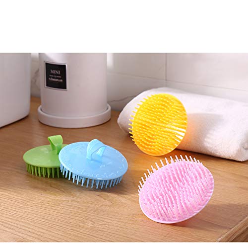 Hair Scalp Brush Dandruff Cleaning Brush Shower Scalp Shampoo Brush Scalp Massager Pack of 4(Green and Yellow)
