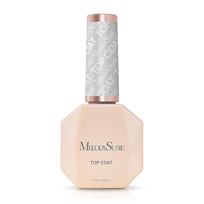 MelodySusie No Wipe Glossy Top Coat Long Lasting Shine Finish Soak Off UV LED Nail Lamp Nail Polish Art Design Manicure Kit Perfect Gifts for Women Girls 1 Pcs 15ml Clear