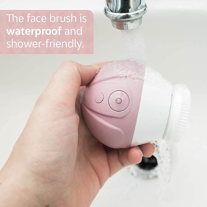 TAO Clean Ona Diamond Orbital Facial Brush and Cleansing Station – Suave Mauve – Electric Face Cleansing Brush with Ergonomic Handle, Dual Speed Settings