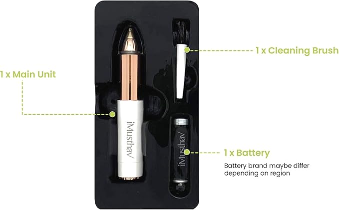 Portable Eyebrow Hair Remover for Women – Painless, Fast & Precise Flawless Electric Razor & Epilator for Eyebrow, Nose, Ear Hair Removal – 18K Gold-Plated, 360° LED Light