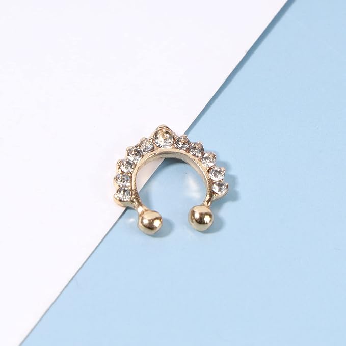 Boho Crystal Ear Cuff Earrings Gold Cz Pave Conch Ear Cuffs Earrings Rhinestone Hoop Cuff Earrings Non Pierced Earrings Jewelry for Women and Girls