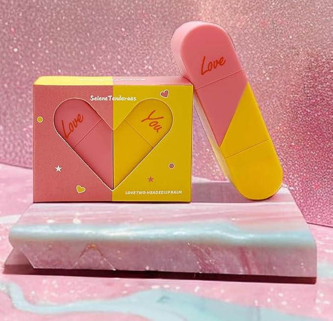 Heart Shaped Dual-use Deformable Lip Balm Stick - Honey,One end is colorless, while the other end is pink can be used as makeup, lipstick Peach. Repair, Keep Lips Moisturized, Gifts