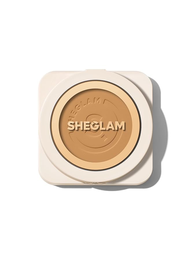 SHEGLAM SKin-Focus Full Coverage Powder Foundation Oil-Control Lightweight Face Pressed Powder Makeup-Wheat