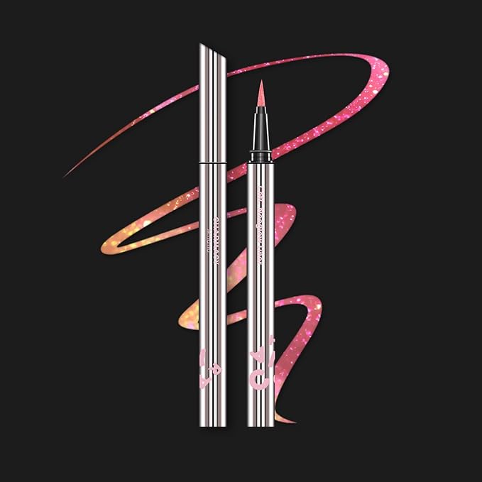 CHARMACY Chameleon Liquid Eyeliner, Liquid Glitter Eyeliner, Highly Pigmented, Metallic MultiColor Shifting waterproof Eyeliner, Ultra-Fine Tip, Longwearing, Smudge-proof (A01 Blush Aurora)